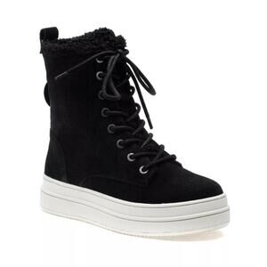 J Slides Torrie Waterproof Suede Platform Boot Women's‎ Size 6 Black Fur Lined